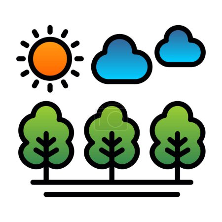 Téléchargez les illustrations : Illustration vectorielle icône forêt - en licence libre de droit