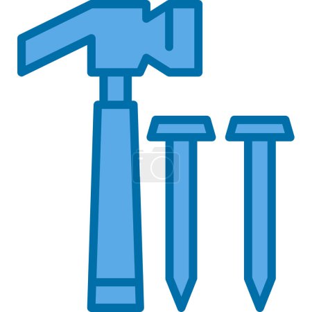 Téléchargez les illustrations : Illustration vectorielle d'icône de marteau et ongles - en licence libre de droit