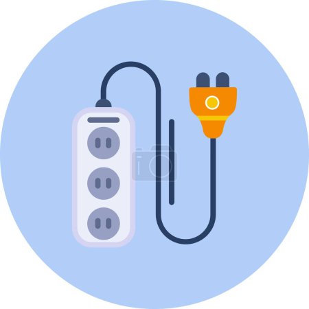 Illustration for Extension Cord Flat Circle Vector Icon Design - Royalty Free Image