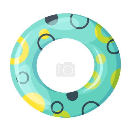 Illustration for Blue rubber ring for swimming in pool and sea. Summer time symbol. Circle toy. Vector illustration isolated on white background. - Royalty Free Image