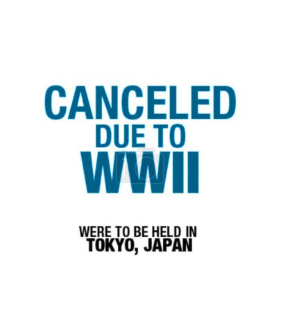 Foto de 'Canceled due to WWII' text of Olympic Summer Games in Tokyo, Japan - Imagen libre de derechos