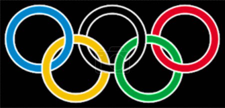 Téléchargez les photos : Logotype des Jeux Olympiques sur fond noir - en image libre de droit