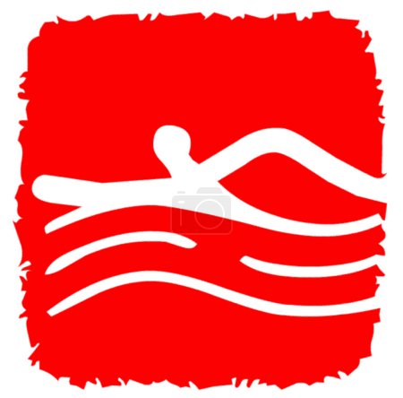 Téléchargez les photos : Logotype rouge et blanc de sport de natation - en image libre de droit