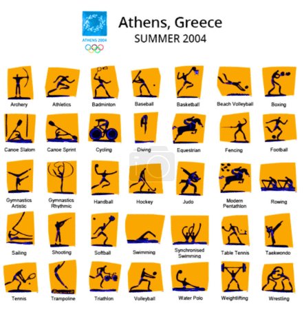 Foto de Logotipo conjunto de deportes en 2004 Juegos Olímpicos de Verano en Atenas, Grecia - Imagen libre de derechos