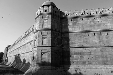 Photo for DELHI INDIA - 02 12 2023: Red fort is a historic fort in the Old Delhi neighbourhood of Delhi, India, that historically served as the main residence of the Mughal emperors. Emperor Shah Jahan - Royalty Free Image