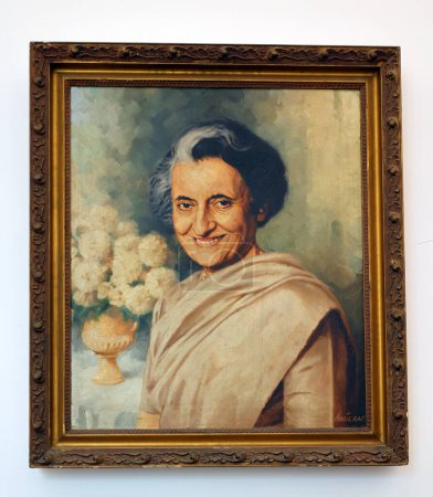 Photo for DELHI INDIA - 02 12 2023: Indira Gandhi painting was an Indian politician and stateswoman who served as the third prime minister of India from 1966 to 1977 and from 1980 until her assassination in 1984. - Royalty Free Image