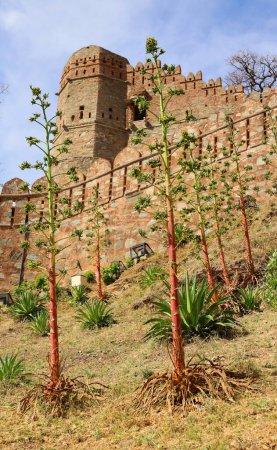 Foto de KUKMBHALGARH RAJASTHAN INDIA - 02 23 2023: El fuerte de Kumbhal o la Gran Muralla de la India, es una fortaleza Mewar en la cordillera occidental de Aravalli Hills, a 48 km de la ciudad de Rajsamand. - Imagen libre de derechos