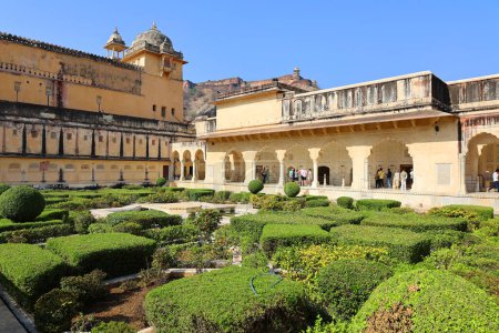 Photo for AMER RAJASTHAN INDIA - 02 17 2023: Amer Fort or Amber Fort is a fort located in Amer, Rajasthan, India. were founded by ruler Alan Singh Chanda of Chanda dynasty of Meenas. - Royalty Free Image