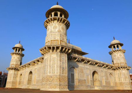Photo for AGRA UTTAR PRADESH INDIA - 03 01 2023: Tomb of I'timad-ud-Daulah is a Mughal mausoleum in the city of Agra in the Indian state of Uttar Pradesh. "jewel box","Bachcha Taj" or the "Baby Taj" - Royalty Free Image