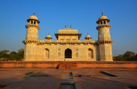 Photo for AGRA UTTAR PRADESH INDIA 03 01 2023: Tomb of I'timad-ud-Daulah is a Mughal mausoleum in the city of Agra in the Indian state of Uttar Pradesh. "jewel box","Bachcha Taj" or the "Baby Taj" - Royalty Free Image