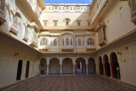 Photo for BIKANER RAJASTHAN INDIA - 02 13 2023: Details of Haveli is a traditional townhouse, mansion, manor house, in the Indian subcontinent, usually one with historical and architectural significance - Royalty Free Image