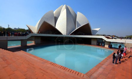 Photo for DELHI INDIA - 02 12 2023: Lotus Temple, located in Delhi, India, is a Bah House of Worship that was dedicated in December 1986. Notable for its lotus like shape, it has become a prominent attraction - Royalty Free Image