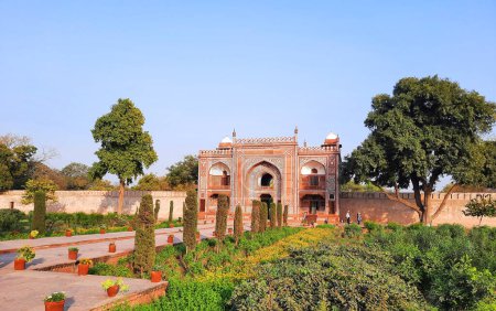 Photo for AGRA UTTAR PRADESH INDIA - 03 01 2023: Tomb of I'timad-ud-Daulah is a Mughal mausoleum in the city of Agra in the Indian state of Uttar Pradesh. "jewel box","Bachcha Taj" or the "Baby Taj" - Royalty Free Image