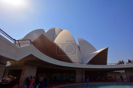 Photo for DELHI INDIA - 02 12 2023: Lotus Temple, located in Delhi, India, is a Bah House of Worship that was dedicated in December 1986. Notable for its lotus like shape, it has become a prominent attraction - Royalty Free Image