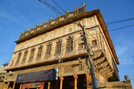 Photo for MANDAWA RAJASTHAN INDIA - 02 15 2023: Details of outdoor Haveli is a traditional townhouse, mansion, manor house, in the Indian subcontinent, usually one with historical and architectural significance - Royalty Free Image