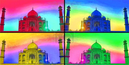 Téléchargez les photos : TAJ MAHAL AGRA UTTAR PRADESH INDIA - 03 01 2023 : L'illustration du Taj Mahal au lever du soleil est un mausolée en marbre blanc ivoire sur la rive droite de la Yamuna à Agra - en image libre de droit