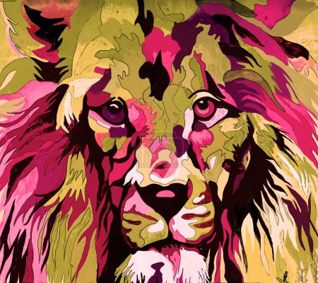 Foto de Signo de león masculino ilustración pop-art icono de fondo con manchas de color - Imagen libre de derechos