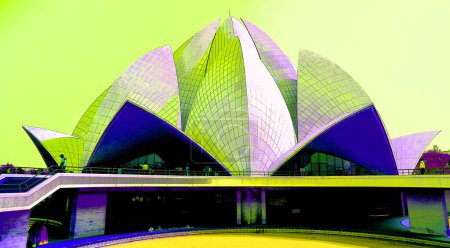 Photo for DELHI INDIA - 02 12 2023: Illustration of the Lotus Temple, is a Bahai House of Worship that was dedicated in December 1986. Notable for its lotus like shape, it has become a prominent attraction - Royalty Free Image