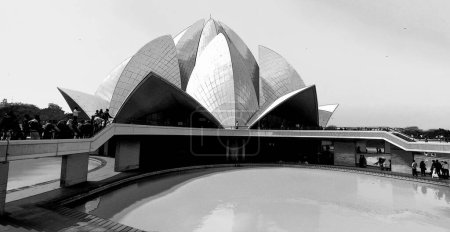 Photo for DELHI INDIA - 02 12 2023: Illustration of the Lotus Temple, is a Bahai House of Worship that was dedicated in December 1986. Notable for its lotus like shape, it has become a prominent attraction - Royalty Free Image