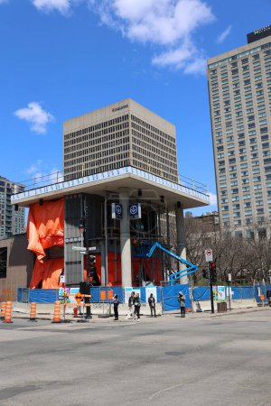 Photo for MONTREAL QUEBEC CANADA - 05 09 2023: Berri UQAM Metro Station. The main Sainte-Catherine street entrance of the Berri-UQAM metro station will be closed until Spring 2023 to allow for renovations - Royalty Free Image