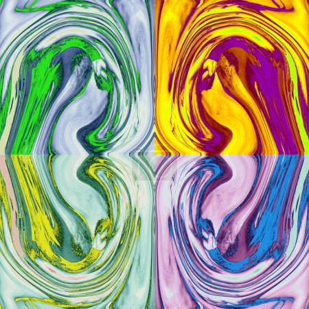 Téléchargez les photos : Distorsion Pop art rétro signe illustration icône de fond avec des taches de couleur vives - en image libre de droit