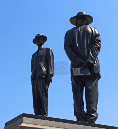 Photo for LONDON UNITED KINGDOM - 06 19 2023: Plinth Sculpture Is a Tribute to an Anti-Colonial Hero. Politicians a monument to the pan-African Baptist pastor and anti-colonialist icon John Chilembwe - Royalty Free Image
