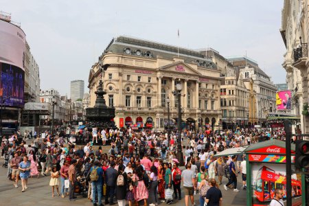 Photo for LONDON UNITED KINGDOM - 06 19 2023: People at the Piccadilly Circus is a road junction and public space of London's West End in the City of Westminster. - Royalty Free Image