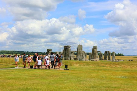Photo for SALISBURY UNITED KINGDOM 06 20 23: Stonehenge is a prehistoric monument on Salisbury in Wiltshire. It consists of outer ring of vertical sarsen standing stones. Inside is a ring of smaller bluestone - Royalty Free Image