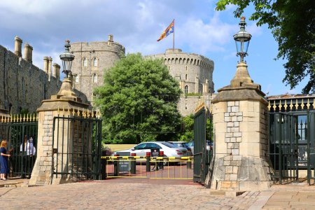 Photo for WINDSOR UNITED KINGDOM 06 19 2023: Windsor Castle is a royal residence at Windsor in the English county of Berkshire. It is strongly associated with the English and succeeding British royal family - Royalty Free Image