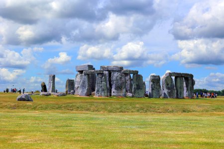 Photo for Stonehenge is a prehistoric monument on Salisbury Plain in Wiltshire. It consists of an outer ring of vertical sarsen standing stones. Inside is a ring of smaller bluestones. - Royalty Free Image