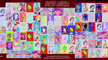 Téléchargez les photos : CIRCA 1951 : Pop art d'Elizabeth II a été reine du Royaume-Uni et d'autres royaumes du Commonwealth du 6 février 1952 jusqu'à sa mort en 2022. - en image libre de droit