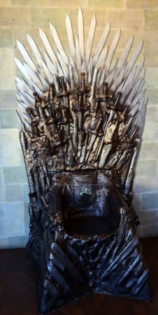 Photo for COUNTY ANTRIM NORTHERN IRELAND 06 03 2023: Rule over the seven kingdoms of suburbia with this Game Of Thrones replica Iron Throne - Royalty Free Image