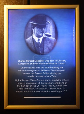 Téléchargez les photos : LIVERPOOL UNITED KINGDOM 06 07 2023: Charles Lightoller was a British mariner. He was the second officer on board the RMS Titanic and the most senior member of the crew to survive the Titanic disaster - en image libre de droit