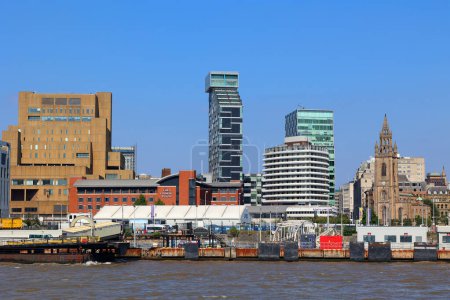 Photo for LIVERPOOL, UNITED KINGDOM 06 07 2023:  the Pier Head and along with the neighbouring Cunard Building and Port of Liverpool - Royalty Free Image