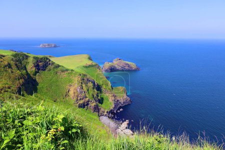Photo for Scenic view of the Island of Carrick-a-Reed with rope bridge, County Antrim, Northern Ireland - Royalty Free Image