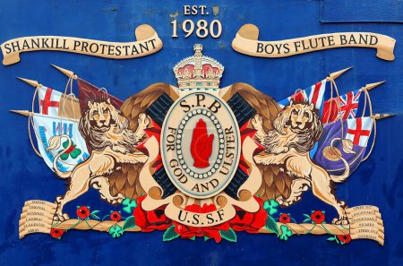 Photo for BELFAST NORTHERN IRELAND UNITED KINGDOM 06 03 2023: Shankill Protestant Boys flute band, named for the Shankill Boys of the original Ulster Volunteers and the Ulster Special Service Force - Royalty Free Image