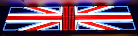 Téléchargez les photos : Drapeau britannique néon illuminé - en image libre de droit