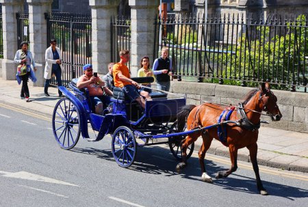 Photo for DUBLIN REPUBLIC OF IRELAND 05 28 2023: Sightseeing Tours of Dublin courtesy of Dublin Horse Drawn Carriage - Royalty Free Image