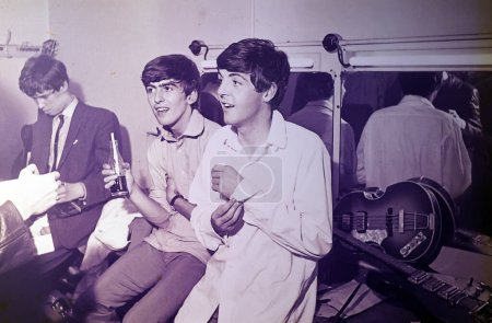 Photo for LIVERPOOL UNITED KINGDOM 06 07 2023: Picture of the Beatles at The Beatles Story is a museum in Liverpool about the Beatles and their history. - Royalty Free Image