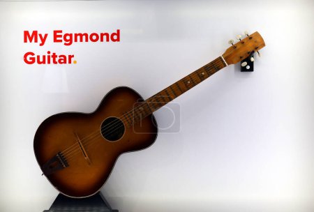 Photo for LIVERPOOL UNITED KINGDOM 06 07 23: The Beatles Story museum, Several guitarists and bass players has started their careers with an Egmond. In 1956 George Harrison begun playing on an acoustic guitar - Royalty Free Image