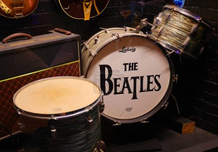 Photo for LIVERPOOL UNITED KINGDOM 06 07 2023:  the Beatles at The Beatles Story is a museum in Liverpool about the Beatles and their history. It is located on the historical Royal Albert Dock - Royalty Free Image