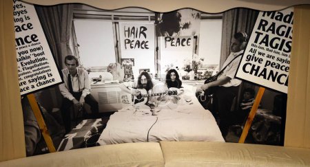 Photo for LIVERPOOL UNITED KINGDOM 06 07 2023: Picture of Bed-ins for Peace were two week-long nonviolent protests against wars, intended as experimental tests of new ways to promote peace. - Royalty Free Image