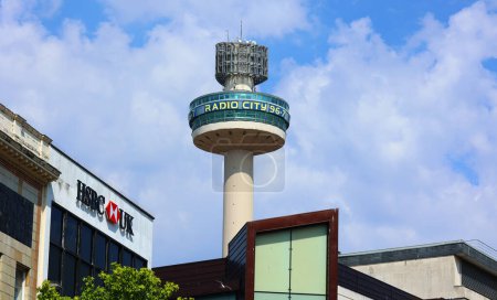 Photo for LIVERPOOL UNITED KINGDOM 06 07 2023: Radio City Tower or St. John's Beacon is a radio and observation tower in Liverpool, England, built in 1969 and opened by Queen Elizabeth II. - Royalty Free Image