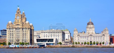 Photo for LIVERPOOL UNITED KINGDOM 06 07 2023: Liverpool sea shore is a city and metropolitan borough in North West England. Its metropolitan area is the fifth largest in the United Kingdom - Royalty Free Image