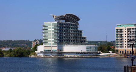 Photo for CARDIFF WALES UNITED KINGDOM 06 17 2023: Cardiff Bay's waterfront, voco St. David's Cardiff hotel makes a bold statement with its contemporary style and award-winning spa - Royalty Free Image