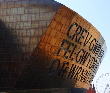 Photo for CARDIFF WALES UNITED KINGDOM 06 17 23: Wales Millennium Centre is Wales' national arts centre located in the Cardiff Bay area of Cardiff, Wales - Royalty Free Image