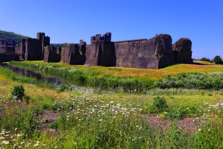 Photo for Scenic shot of ancient Caerphilly Castle in Wales, UK - Royalty Free Image
