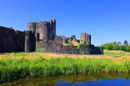 Photo for Caerphilly Castle (Castell Caerffili), a medieval castle of the town of Caerphilly in south Wales. - Royalty Free Image