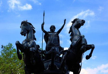 Photo for LONDON UNITED KINGDOM 06 19 2023: Boadicea and Her Daughters is a bronze sculptural group in London representing Boudica, queen of the Celtic Iceni tribe, who led an uprising in Roman Britain - Royalty Free Image