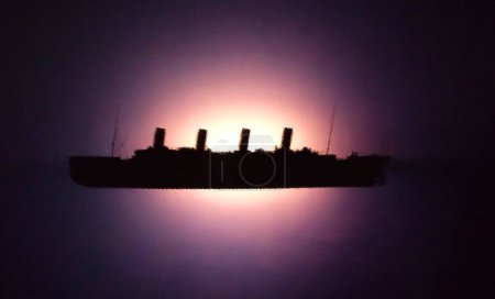 Photo for Silhouette of the cargo ship - Royalty Free Image